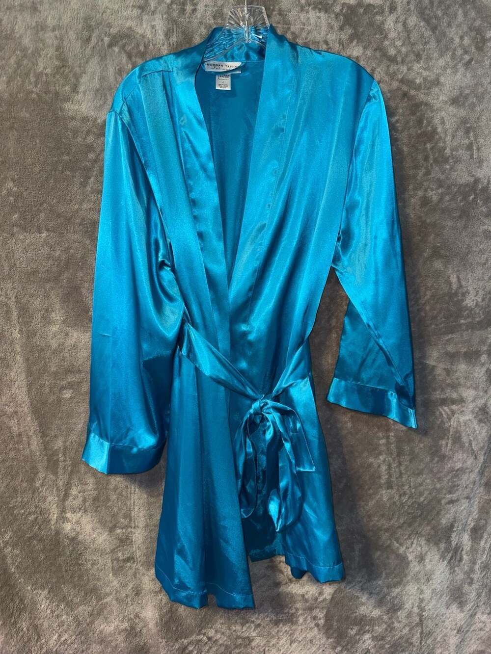 Morgan Taylor Intimates Women's Size L Teal Satin Robe